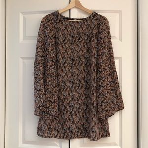 Flair Sleeved Earth-Tone Dress